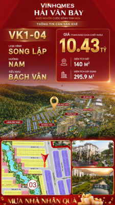 Biệt Thự Song Lập VK1-04 Bạch Vân Vinhomes Hải Vân Bay Giá 10,43 Tỷ