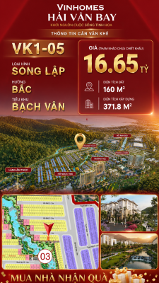 Biệt Thự Song Lập VK1-05 Bạch Vân Vinhomes Hải Vân Bay Giá 16,65 Tỷ