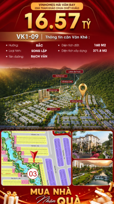 Biệt Thự Song Lập VK1-09 Bạch Vân Vinhomes Hải Vân Bay Giá 16,57 Tỷ
