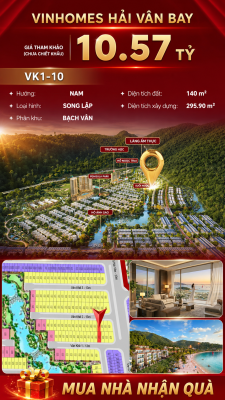 Biệt Thự Song Lập VK1-10 Bạch Vân Vinhomes Hải Vân Bay Giá 10,57 Tỷ
