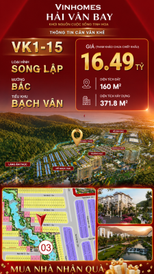 Biệt Thự Song Lập VK1-15 Bạch Vân Vinhomes Hải Vân Bay Giá 16,49 Tỷ