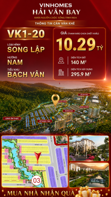 Biệt Thự Song Lập VK1-20 Bạch Vân Vinhomes Hải Vân Bay Giá 10,29 Tỷ