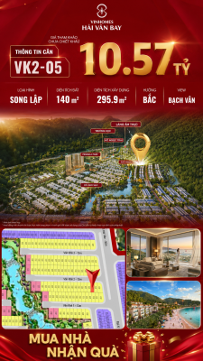 Biệt Thự Song Lập VK2-05 Bạch Vân Vinhomes Hải Vân Bay Giá 10,57 Tỷ