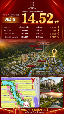 Nhà Liền Kề Góc VK4-01 Văn Khê, Bạch Vân Giá 14,52 Tỷ