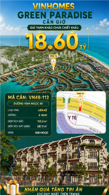 Nhà liên kề VN48-112 - phân khu vịnh ngọc DTXD 287.9m² giá 18.6 tỷ