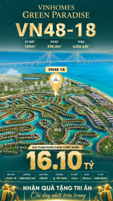 Nhà liên kề VN48-18 - phân khu vịnh ngọc view tòa 108 tầng giá 16.1 tỷ