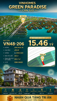 Nhà liên kề VN48-206 - phân khu vịnh ngọc DTXD 321.7m² giá 15.46 tỷ