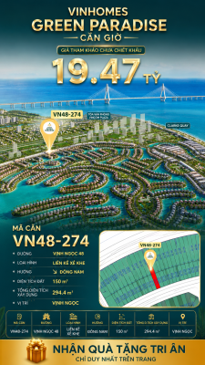 Nhà liên kề xẻ khe VN48-274 - phân khu vịnh ngọc DTXD 294.4m² giá 19.47 tỷ