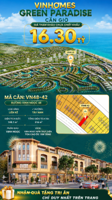 Nhà liên kề VN48-42 - phân khu vịnh ngọc DTXD 316m² giá 16.3 tỷ