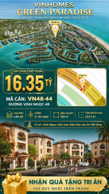 Nhà liên kề VN48-44 - phân khu vịnh ngọc DTXD 322.5m² giá 16.35 tỷ
