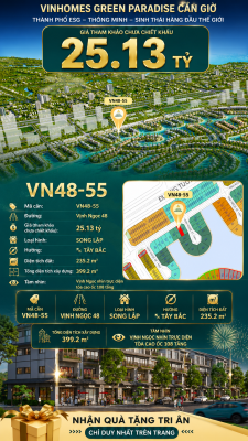 Biệt thự song lập VN48-55 - phân khu vịnh ngọc DTXD 399.2m² giá 25.13 tỷ