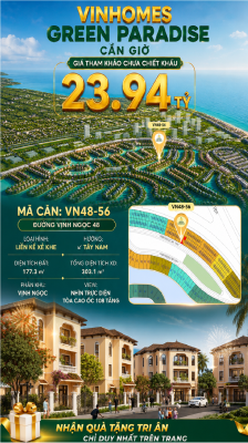 Nhà liên kề VN48-56 - phân khu vịnh ngọc DTXD 399.2m² giá 23.94 tỷ