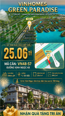 Biệt thự song lập VN48-57 - phân khu vịnh ngọc DTXD 399.2m² giá 25.06 tỷ