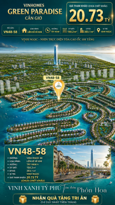 Nhà liên kề VN48-58 - phân khu vịnh ngọc DTXD 303.1m² giá 20.73 tỷ
