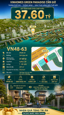 Biệt thự song lập VN48-63 - phân khu vịnh ngọc DTXD 532.4m² giá 37.6 tỷ