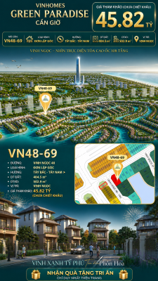 Biệt thự đơn lập góc VN48-69 - phân khu vịnh ngọc DTXD 502.9m² giá 45.82 tỷ