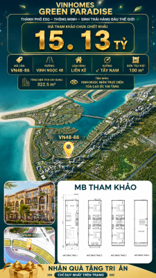 Nhà liên kề VN48-86 - phân khu vịnh ngọc DTXD 322.5m² giá 15.13 tỷ