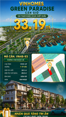 Biệt thự song lập VN48-93 - phân khu vịnh ngọc DTXD 480.8m² giá 33.19 tỷ