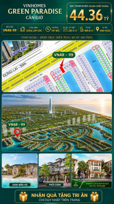 Biệt thự song lập góc VN48-99 - phân khu vịnh ngọc DTXD 480.8m² giá 44.36 tỷ