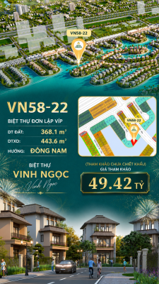 Đơn lập VN58-22 – góc 2 mặt tiền, view biển, giá 49.42 tỷ