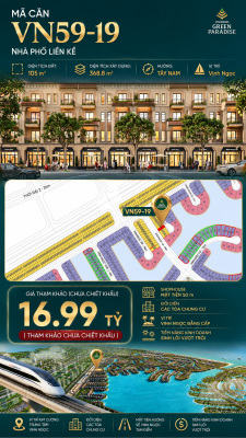 Nhà phố liền kề VN59-19 - Đường nội khu vào biệt thự vip - Giá đầu tư
