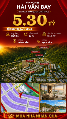 Nhà Liền Kề VU-63 Vinhomes Hải Vân Bay Giá Chỉ 5,30 Tỷ