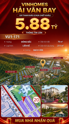 Nhà Liền Kề VU1-171 Vinhomes Hải Vân Bay Giá Chỉ 5,88 Tỷ
