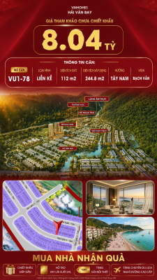 Nhà Liền Kề VU1-78 Vinhomes Hải Vân Bay Giá Chỉ 8,04 Tỷ