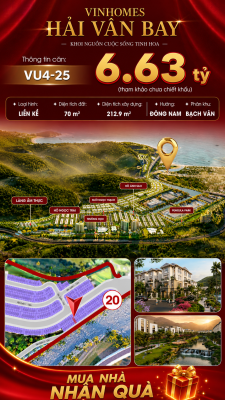 Nhà Liền Kề VU4-25 Vinhomes Hải Vân Bay Giá Chỉ 6,63 Tỷ