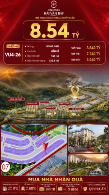 Nhà Liền Kề VU4-26 Vinhomes Hải Vân Bay Giá 8,54 Tỷ