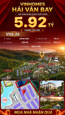 Nhà Liền Kề VU6-26 Vinhomes Hải Vân Bay Giá Chỉ 5,92 Tỷ