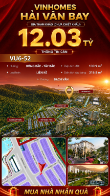 Nhà Liền Kề Góc VU6-52 Vinhomes Hải Vân Bay Giá 12,03 Tỷ
