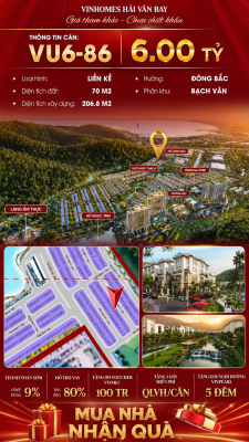 Nhà Liền Kề VU6-86 Vinhomes Hải Vân Bay Giá Chỉ 6,00 Tỷ