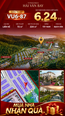 Nhà Liền Kề VU6-87 Vinhomes Hải Vân Bay Giá Chỉ 6,24 Tỷ