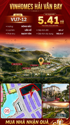 Nhà Liền Kề VU7-12 Vinhomes Hải Vân Bay Giá Chỉ 5,41 Tỷ