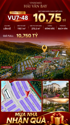 Nhà Liền Kề Góc VU7-48 Vinhomes Hải Vân Bay Giá 10,75 Tỷ