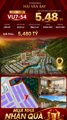 Nhà Liền Kề VU7-54 Vinhomes Hải Vân Bay Giá Chỉ 5,48 Tỷ