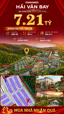 Nhà Liền Kề VU7-98 Vinhomes Hải Vân Bay Giá 7,21 Tỷ