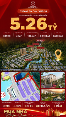 Nhà Liền Kề VU8-10 Vinhomes Hải Vân Bay Giá Chỉ 5,26 Tỷ