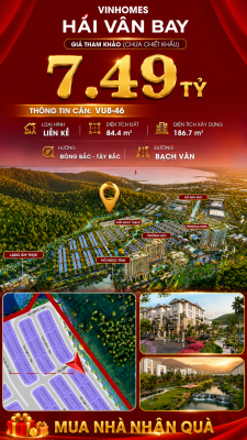 Nhà Liền Kề VU8-46 Vinhomes Hải Vân Bay Giá 7,49 Tỷ