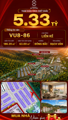 Nhà Liền Kề VU8-86 Vinhomes Hải Vân Bay Giá Chỉ 5,33 Tỷ