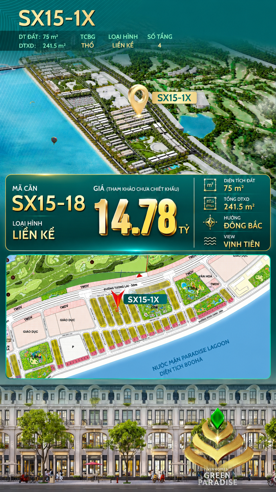 Nhà phố SX15-18 Sóng xanh vịnh tiên bãi tắm công cộng – Giá 14.78 tỷ