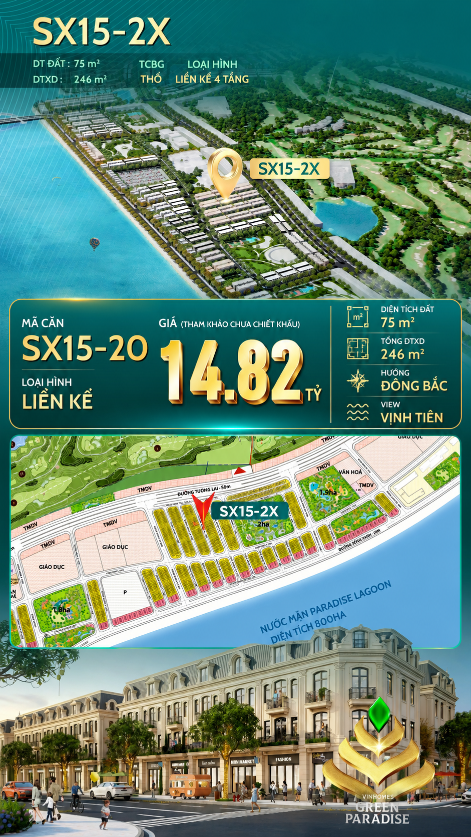 Nhà phố SX15-20 Sóng xanh vịnh tiên bãi tắm công cộng – Giá 14.82 tỷ