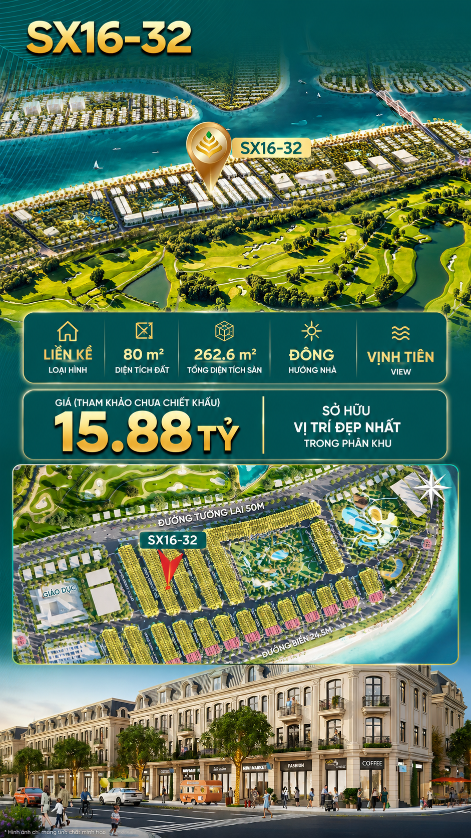 Nhà phố SX16-32 Sóng xanh vịnh tiên bãi tắm công cộng – Giá 15.88 tỷ