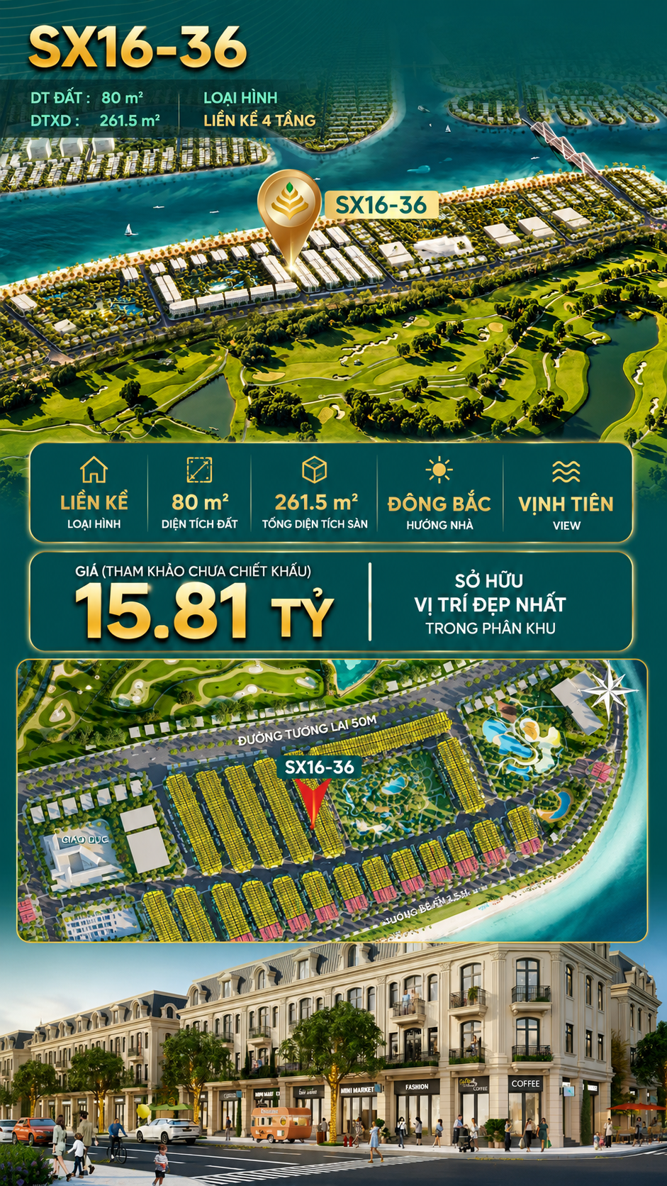 Nhà phố SX16-36 Sóng xanh vịnh tiên bãi tắm công cộng – Giá 15.81 tỷ