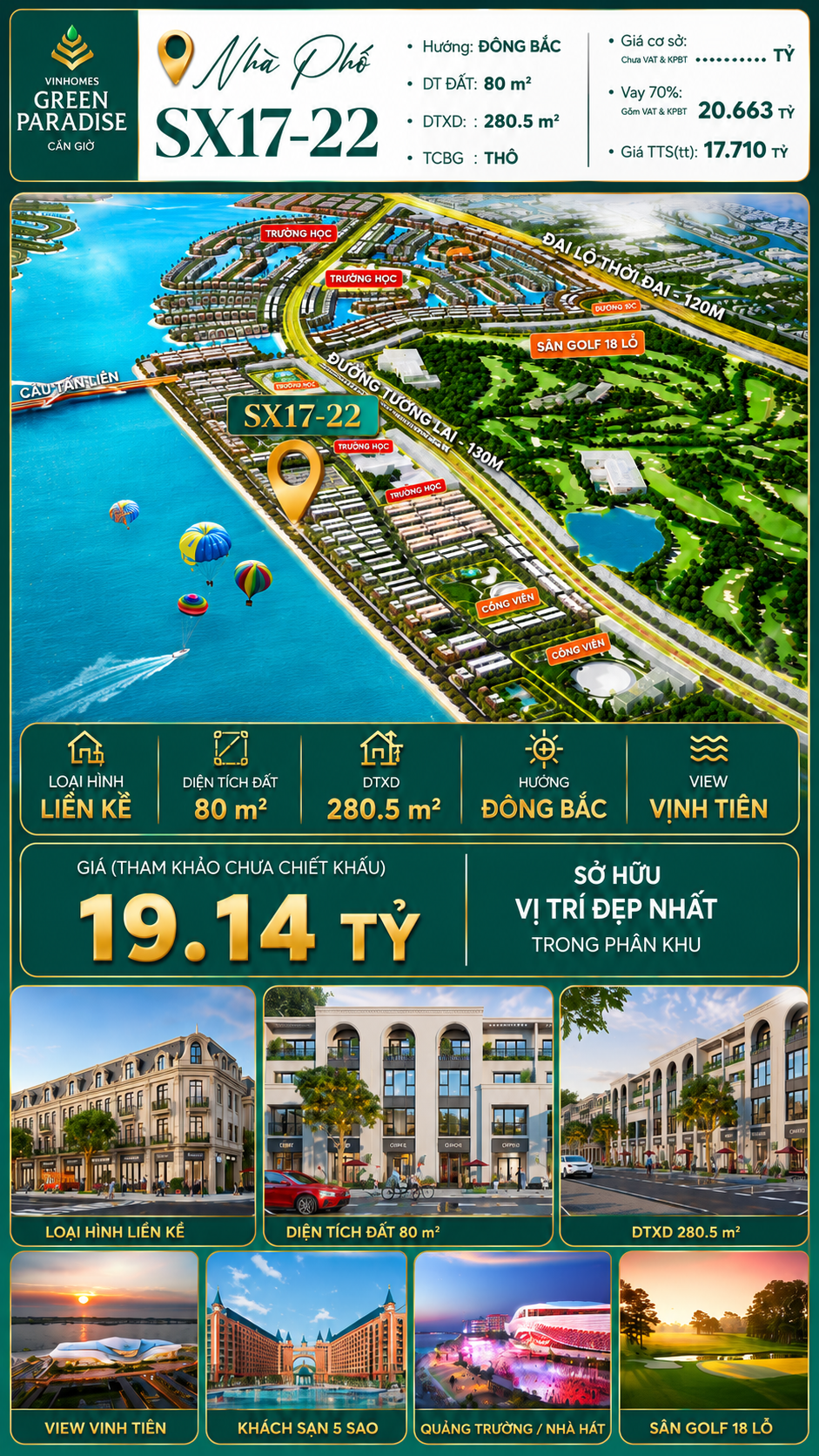 Nhà phố SX17-22 Sóng xanh vịnh tiên bãi tắm công cộng – Giá 19.14 tỷ