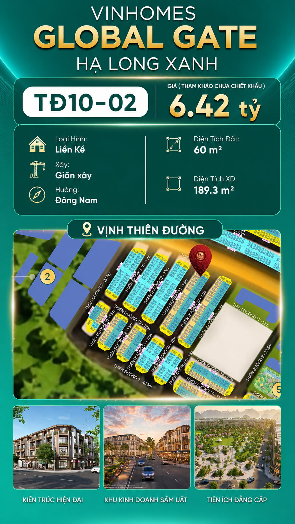 Liền Kề TĐ10-02 Vinhomes Global Gate Hạ Long Xanh 6.42 tỷ