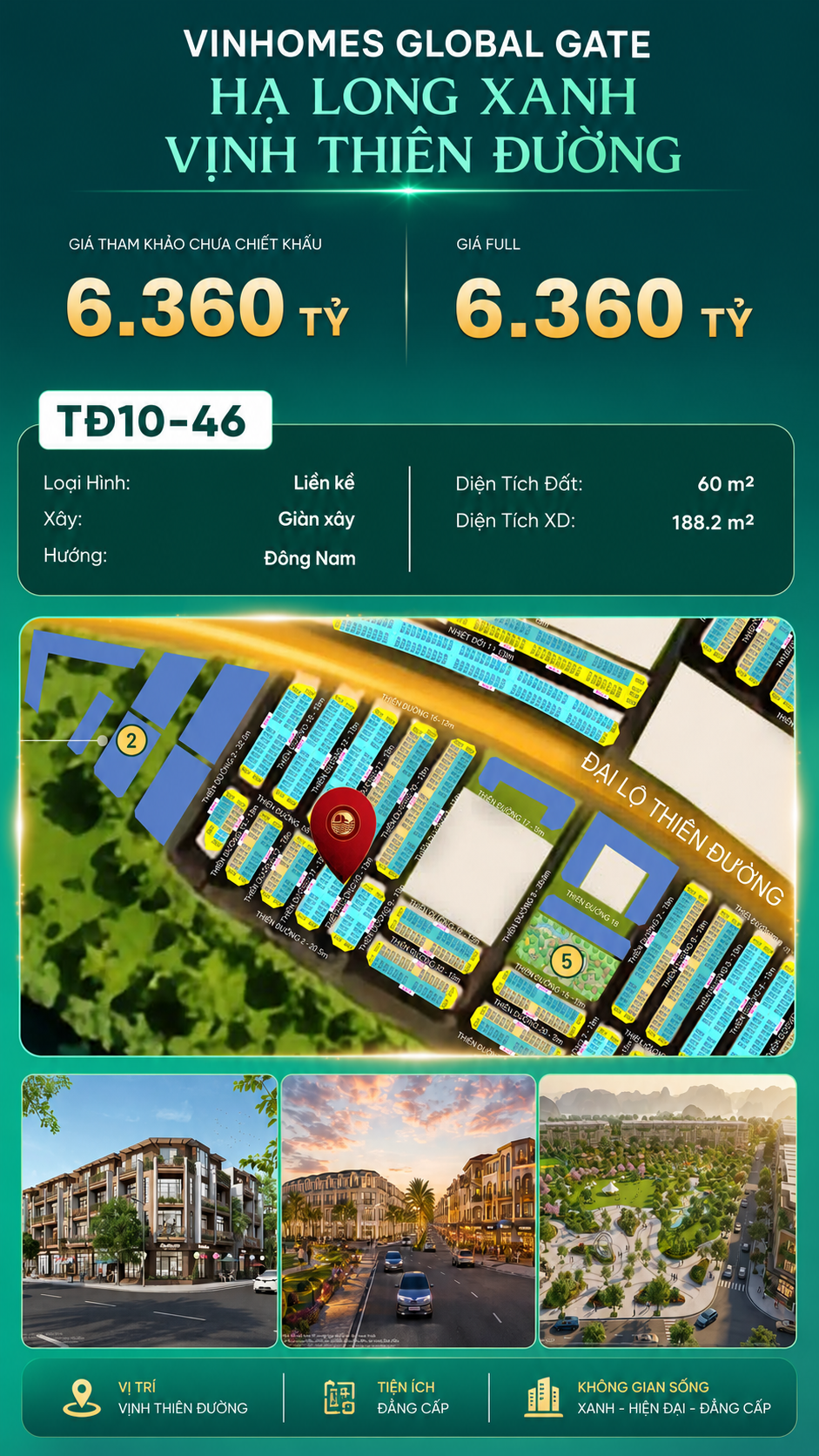 Liền Kề TĐ10-46 Vinhomes Global Gate Hạ Long Xanh 6.36 tỷ