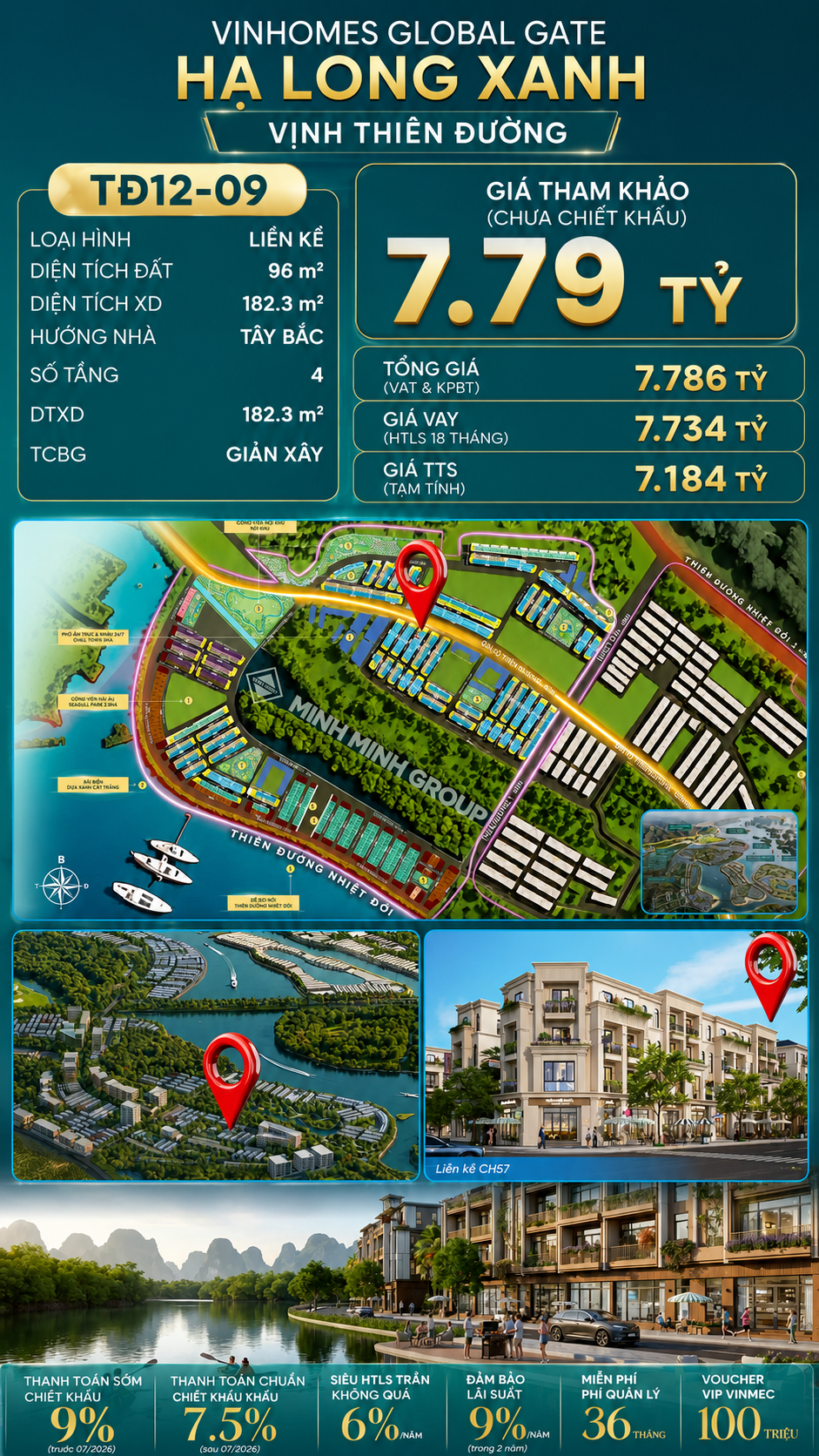 Liền Kề 4 Tầng TĐ12-09 Vinhomes Global Gate Hạ Long 7.79 tỷ