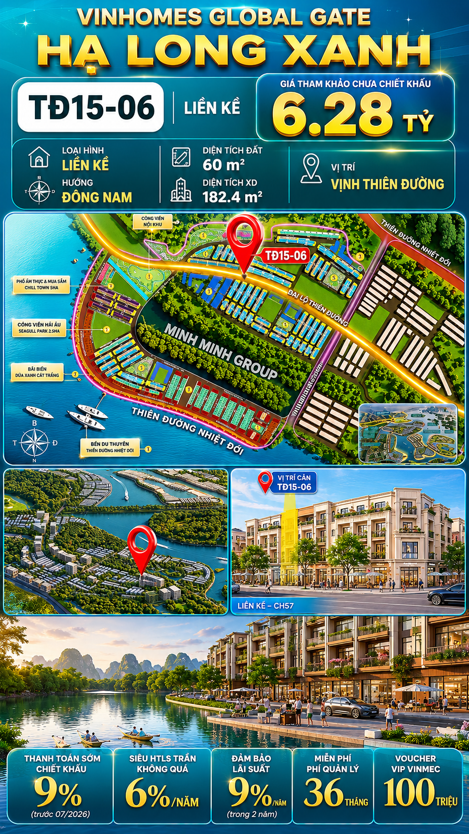 Liền Kề TĐ15-06 Vinhomes Global Gate Hạ Long Xanh 6.28 tỷ